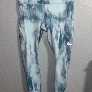 Nike Abstract Print Leggings - Teal and White